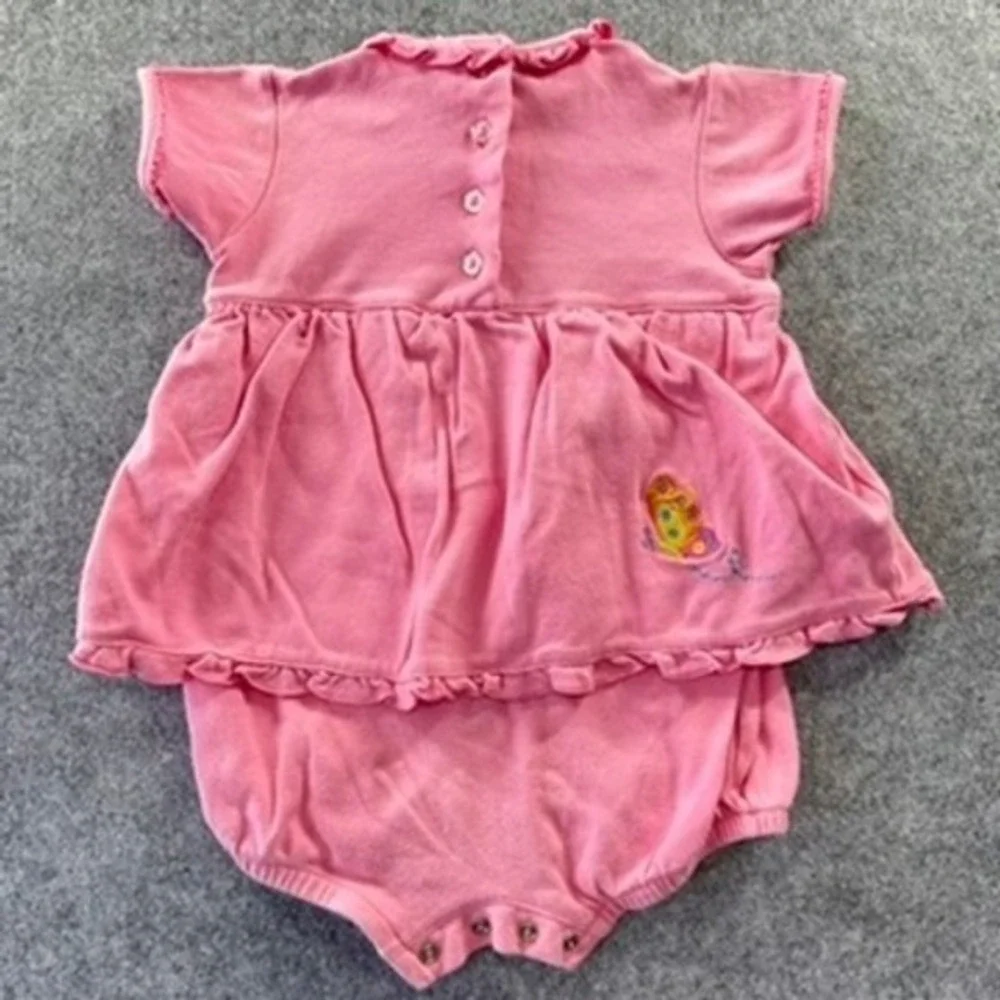 Okie Dokie Pink Butterfly Flower‎ Embroidered Ruffle Top Bloomers Set Adorable